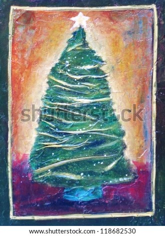 Decorated christmas tree with star