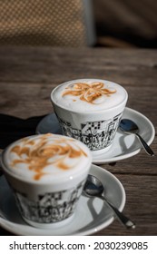 Decorated coffe on a table with nice light