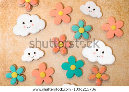 Decorated fantasy cookies background