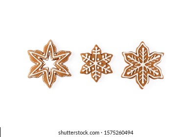 Decorated gingerbread stars isolated on white background - Powered by Shutterstock