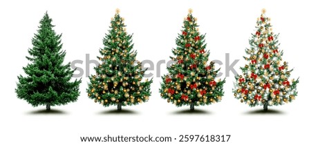 Decorated green Christmas tree as a sequence
