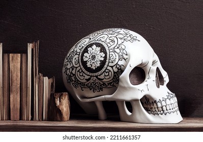 Decorated skull, day of the dead theme, Mexico