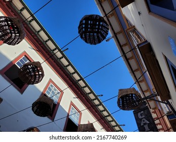 Decorated Street In A Small Town During A Festival