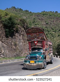 Decorated truck on the Karakoram highway, Pakistan