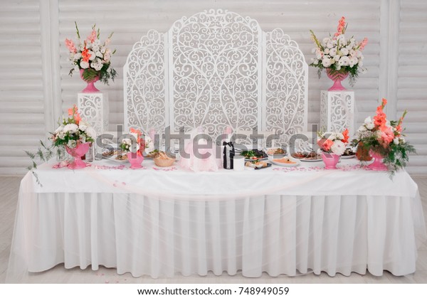 Decorated White Pink Tones Wedding Buffet Stock Photo Edit Now