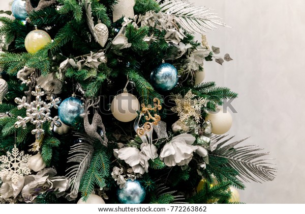 Decorating Christmas Tree Blue Silver Shades Stock Photo Edit Now