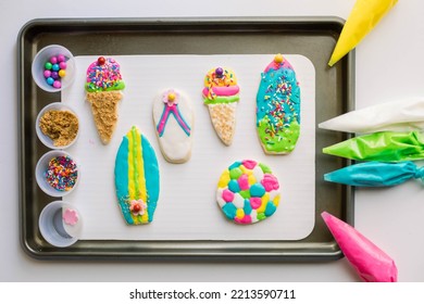 Decorating Sugar Cookies With Colorful Icing 