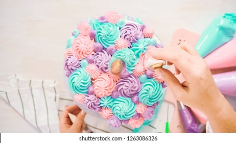 Decorating Unicorn Cake