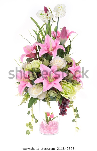 Decoration Artificial Plastic Flower Glass Vase Stock Photo Edit