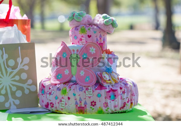 Decoration Baby Shower Diaper Cake Royalty Free Stock Image