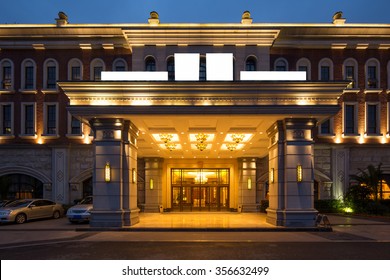 decoration and design of entrance of modern hotel 