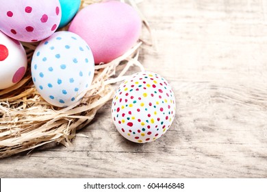 Decoration Easter Eggs and copy space  Happy Easter
