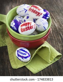 Decoration Easter Eggs With Words Happy Easter And Good Friday