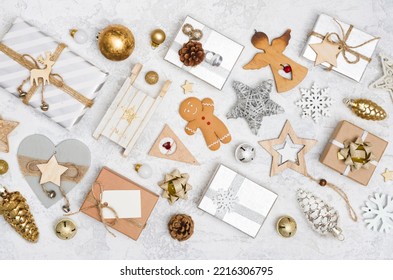 Decoration element objects and background for Christmas or New Year