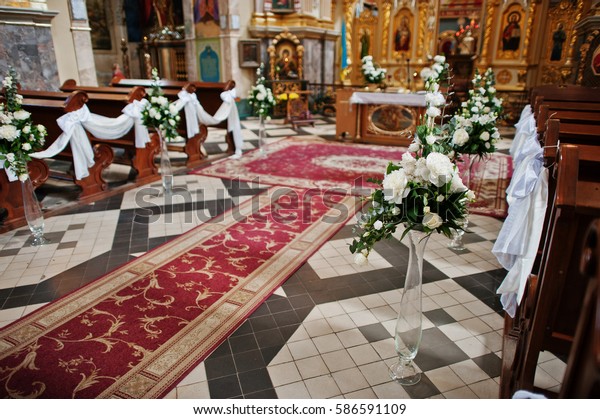 Decoration Flowers On Vases Church On Stock Photo Edit Now 586591109