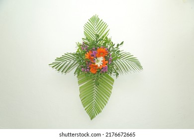 DECORATION OF FLOWERS ON WHITE BACKGROUND..."selective focus" " shallow depth of field" " follow focus" or " blur".