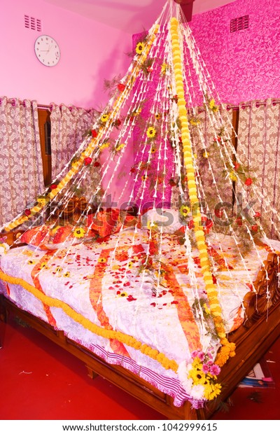 Decoration Indian Hindu Wedding Bed Stock Photo Edit Now 1042999615