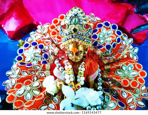 Decoration Lord Krishna On Occasion Janmashtami Stock Image