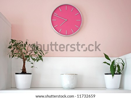 decoration with pink wall clock