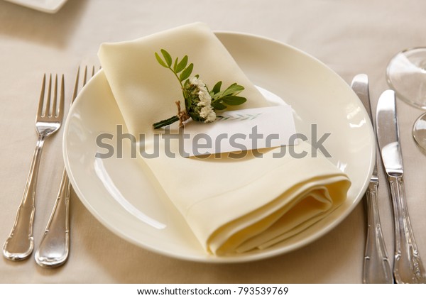 Decoration Table Appointments Restaurant Cafe Lunch Stock Photo