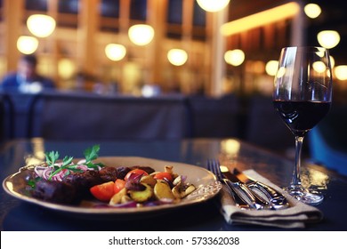 Decoration Of The Table In The Italian Restaurant