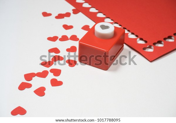 Decoration Valentines Day Hole Puncher Made Stock Photo Edit Now