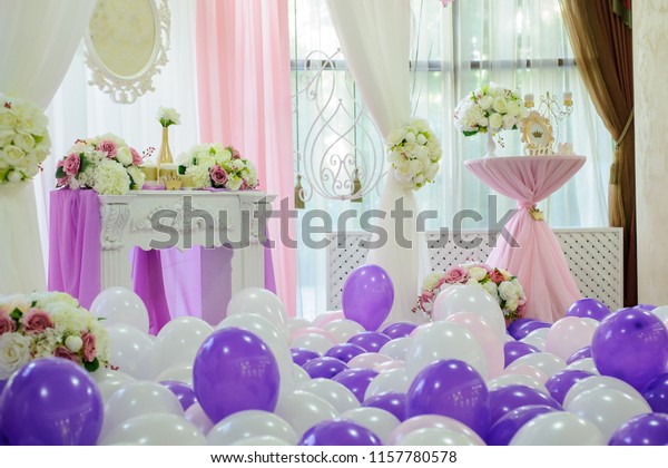 Decoration White Pink Purple Balloons Wedding Stock Photo Edit