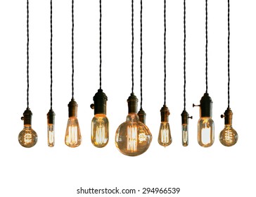 Decorative antique edison style filament light bulbs - Powered by Shutterstock