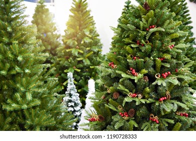 Decorative Artificial Christmas Trees In The Store