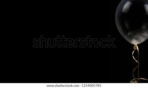 Decorative Balloon Black Background Gold Ribbon Stock Photo Edit