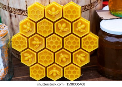 Decorative bee made of beeswax with a honey aroma for interior and tradition