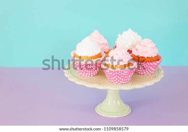 Decorative Birthday Cupcaces On Cake Stand Stock Photo Edit Now