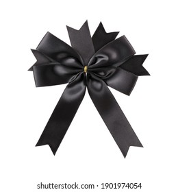 Decorative black silk bow isolated on white background. Design element with clipping path