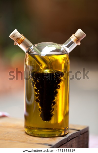 Decorative Bottle Oil Vinegar Glass Grape Stock Image Download Now