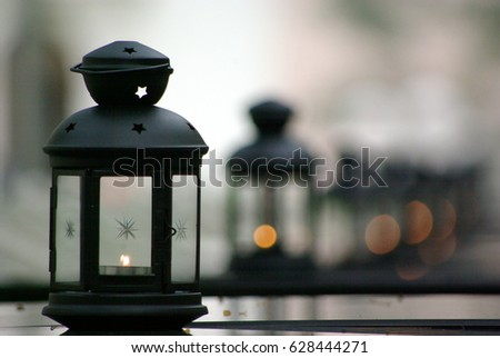 Decorative candle stand with shallow depth of field