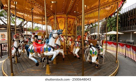 decorative carousel horse on a merry-go-round with intricate details.  - Powered by Shutterstock