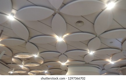 Decorative ceiling or wooden ceiling ( False ceiling )  with Decorative lights for Airport and commercial Buildings