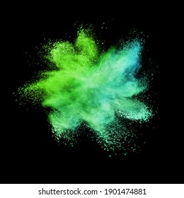 Decorative chaotic multicolored powder burst or explosion on a black background with copy space. - Shutterstock ID 1901474881