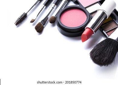 Decorative cosmetics isolated over white background. make up supplies - Powered by Shutterstock