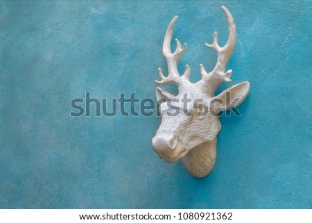 Similar – Image, Stock Photo Wall sculpture deer skull vase with roses