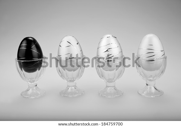 Decorative Easter Eggs Cups Row One Stock Photo Edit Now 184759700