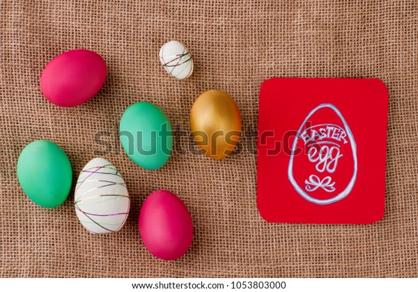 Decorative Easter Eggs Paper Card Dyed Holidays Stock Image