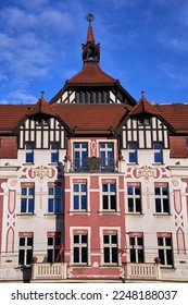 Decorative facade of a historic tenement house in the city of Poznan in Poland