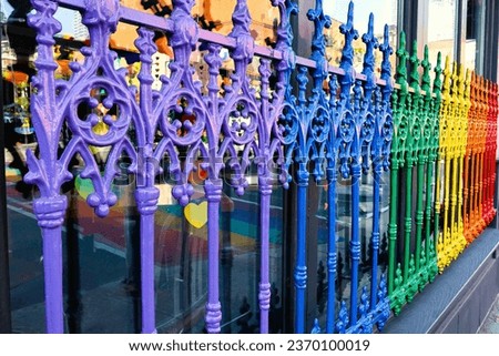 Decorative fence painted in multi colors. Pride 