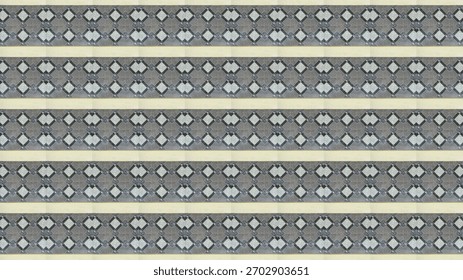 Decorative geometric tile pattern featuring diamond and square motifs arranged in repeating horizontal stripes. Ideal for backgrounds, wall design, flooring, and interior decor visuals