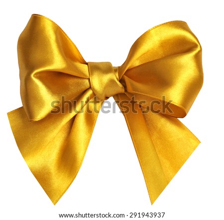 Decorative golden bow isolated on white. 