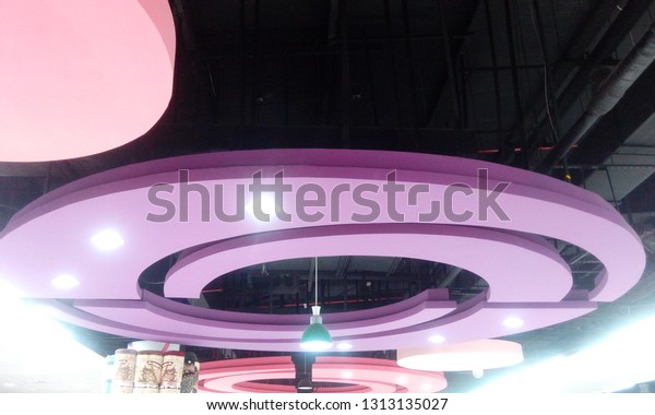 Decorative Gypsum False Ceiling Color Painted Stock Photo