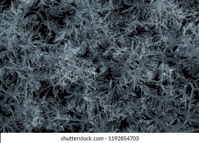 Decorative Ice Flowers Crystals Pattern On Black Matte Background