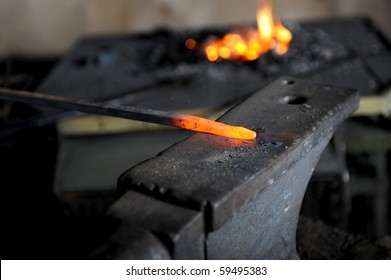 decorative incandescent pattern in the smithy on the anvil - Powered by Shutterstock