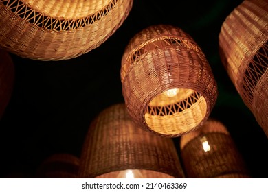 Decorative Lamps Form Wicker Baskets Lamp Stock Photo 2140463369